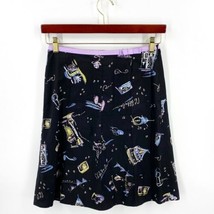 Rafaella Skirt Size 4 Black Purple Blue Printed A Line Knee Length Womens - £15.60 GBP