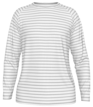 Men&#39;s white long-sleeved t-shirt with black thin horizontal stripes - £31.93 GBP