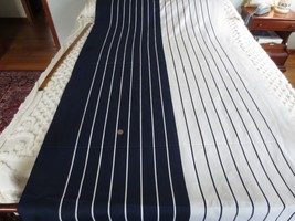 3622. Navy &amp; White Stripe Home Decor Cotton Or Blend Fabric - 43&quot; X 5-1/8 Yds. - £15.30 GBP