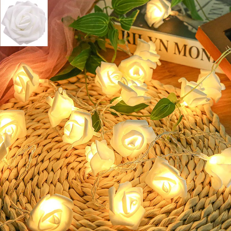 Rose Flower String Lights Fairy Gar Christmas Decorations For House Home Outdoor - £59.67 GBP