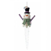 Kurt Adler Sugar Plum Snowman w/ Black Top Hat On Acrylic Icicle Xmas Ornament - £7.21 GBP