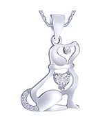 Lovely Puppy Pet Beagle Dog Pendant Necklace CZ 925 Sterling Silver Moth... - €60,48 EUR