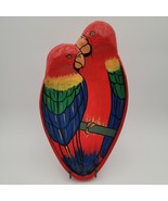 Vtg Scarlet Macaw Parrots Bright Tropical Paper Mache Cocktail Tray Plat... - £15.81 GBP