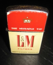 Vintage CONTINENTAL L&amp;M FILTERS The Miracle Tip Cigarettes Flip Top Lighter - $13.99