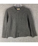 I.E. Sweater Women&#39;s XL 100% Wool Full Zip Gray Knit Made In Australia - $41.86 CAD