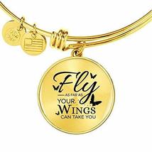 Fly As Far As Your Wings Can Take You Transparent Stainless Steel or 18k Gold Ci - £32.02 GBP