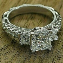 Princess Cut 2.95Ct Diamond White Gold Finish Engagement Ring Simulated Size 8 - $138.34