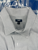 Express WHITE &amp; Brown Check Men&#39;s Sz XL Slim 1MX  Cotton Button Down - $300.58 MXN