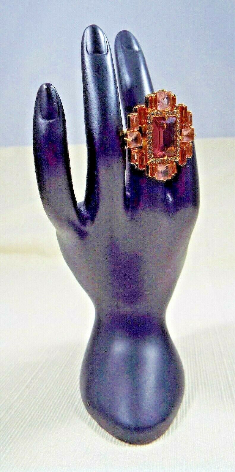 Size 7 Louise et Cie 14k Gold Plated Ring Faceted Prong Set Multicolored Stones Item image 3