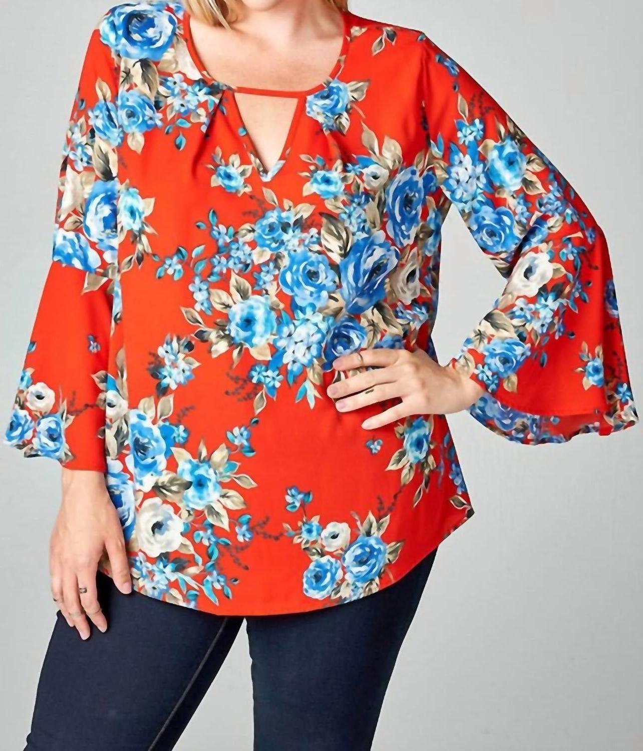 Oddi floral bell sleeve top - plus size 3X - $41.58