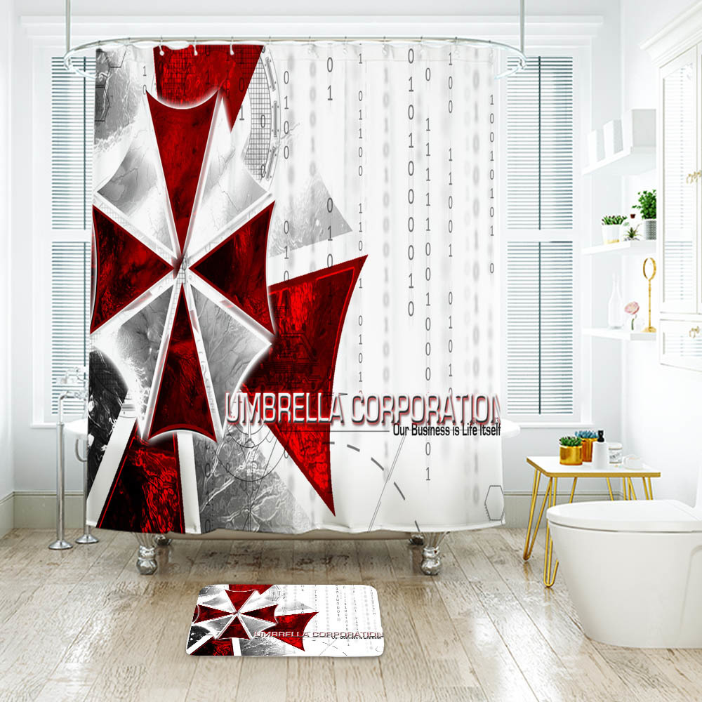 Primary image for Resident Evil Umbrella Shower Curtain Bath Mat Bathroom Waterproof Decorative