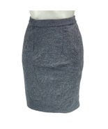 CARMEN MARC VALVO Pencil Midi Gray Embroidered Straight Petite Size 4P V... - £27.49 GBP