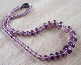 Antique Czech Glass Necklace Purple Faceted Beads Unusual Asymmetrical P... - £37.57 GBP