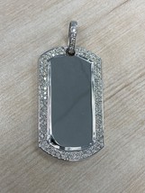 1.90 CT Men&#39;s Diamond Dog Tag Necklace Solid 14k White Gold Mirror Finish - $6,929.01