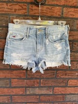 Hollister Tiny Short Shorts Size 0/24 Light Blue Distressed 5 Pocket Dai... - £15.22 GBP