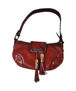 Marc Chantel Red Faux Leather Tassle Handbag Studded Shiny Handle Pockets - £15.96 GBP