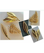 Leaf Leaves Fashion Brooch Pin Gold-Tone Filigree Fancy Set of 3 - £19.97 GBP