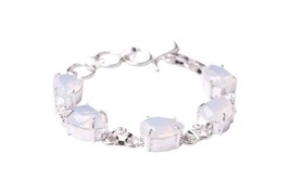 925 Sterling Silver Opalite Gemstone Handmade Beautiful Girl Birth Bracelet BS - £68.14 GBP