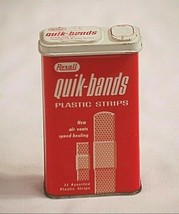 Advertising Lithographed Tin Can Quik Bands Plastic Strip Dressing Banda... - £15.52 GBP