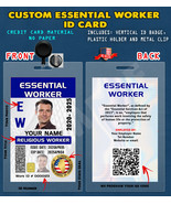 CUSTOM PVC ID Card w/ Clip  CUSTOM RELIGIOUS ESSENTIAL WORKER EMPLOYEE I... - £30.22 GBP