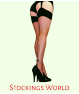 Seamed Stockings Black/Brown Polka dot with heel bow - Pamela Mann One Size - $236.05 MXN