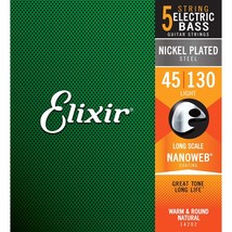 Elixir Strings Nickel Plated Steel 5-String Bass Strings w NANOWEB Coati... - £71.60 GBP
