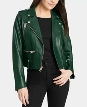 Genuine Green Stylish Lambskin Leather Zipper Women Jacket Designer Motorcycle - £86.23 GBP