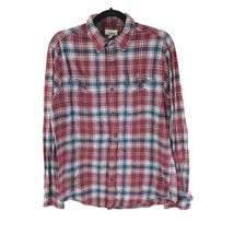 Sonoma Mens Button Down Plaid Long Sleeve Pockets Flannel Shirt Red M - £10.05 GBP