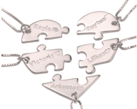 Best Friend Five Names Custom Necklace Set: Sterling Silver, 24K Gold, Rose Gold - £176.39 GBP