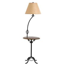 62&quot; Black Tray Table Floor Lamp With Brown Empire Shade - $525.64