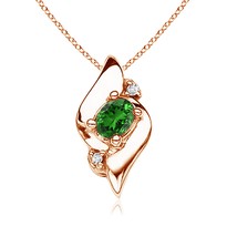 ANGARA Lab-Grown 0.13 Ct Emerald and Lab Diamond Pendant Necklace in 14K Gold - £518.42 GBP