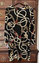 Jude Connally Chain link Ribbon Rope Print Sheath Dress Large L USA fit ... - $34.62