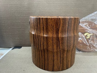 Vintage MCM Shelton-Ware Ice Bucket Faux Wood Gold Brass Sculptural Barware 9” Item image 9