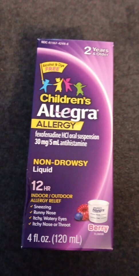 Primary image for Children's Allegra Allergy Relief 12hr 30mg Non-Drowsy Berry 4oz  (BN6)