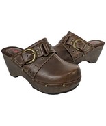 Brown Y2K Clogs Bongo Maegan Womens Size 6.5 Wedge Shoes Buckled Studded - $863.19 MXN