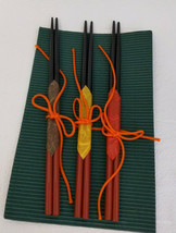 3 Pairs Wooden Chopsticks Black Rust - £6.32 GBP