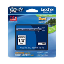 BROTHER INTL (LABELS) TZE111 TZE111 BLACK ON CLEAR FOR TZ MODELS - $45.04