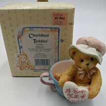 Enesco Cherished Teddies A Cup Full of Friendship 1994 Madeline Vintage - $15.07 CAD