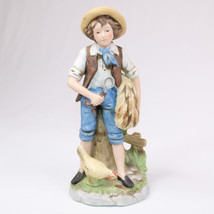 Vintage Homco Young Farm Boy With Wheat And Chicken #8881 Figurine 8 Inches Tall - $15.45