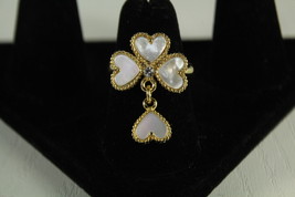Mother of Pearl Heart Motif Gold Plated Ring - $55.00