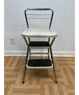 Vintage STEP STOOL metal Flip Top kitchen steel chair mid century modern... - $59.99