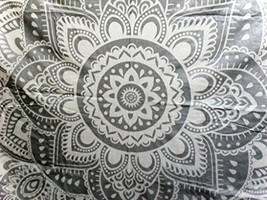 Silver Ombre Tapestry, Lotus Mandala Wall Hanging, Bohemian Bedding Queen, India - £17.29 GBP