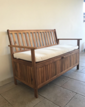 New Rustic Wooden Outdoor Indoor Garden Patio Porch Storage Bench With C... - £202.90 GBP