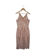 Dress The Population Womens Large Pink Lace Overlay Floral Midi V Neck C... - $923.41 MXN