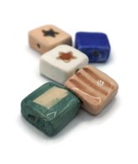 5Pc Assorted Handmade Ceramic Beads For Jewelry Making 20 mm Square Clay... - £24.07 GBP