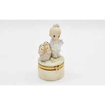 Vintage God Loveth A Giver Precious Moments Trinket Box Figurine Free Puppies - £7.73 GBP