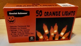 Orange Halloween Lights 50 Indoor-Outdoor String Lights 10ft Black Wire ... - £4.30 GBP