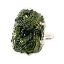 Starborn Hand-Carved Moldavite Crystal Ring (Size 8) Green - £454.78 GBP