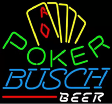 New Busch Beer Pokers Casino Game Logo Bar Light Lamp Neon Sign 24&quot;x20&quot; - £193.05 GBP