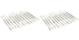 2 12 Piece Sets Stainless Steel Double End Textured Grips Wax Spatulas And Picks - £21.43 GBP